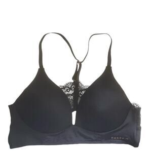 Black Danskin Wireless Bra Racerback keyhole back closure